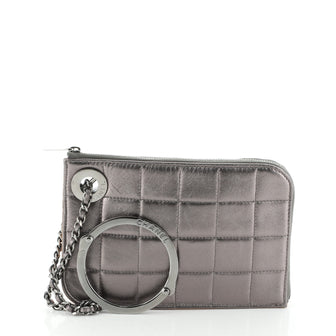 Chanel Chocolate Bar Handcuff Clutch Quilted Leather Small
