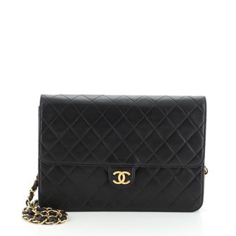 Chanel Vintage Clutch with Chain Quilted Leather Medium