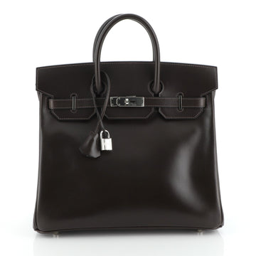 Hermes HAC Birkin Bag Brown Box Calf with Palladium Hardware 32