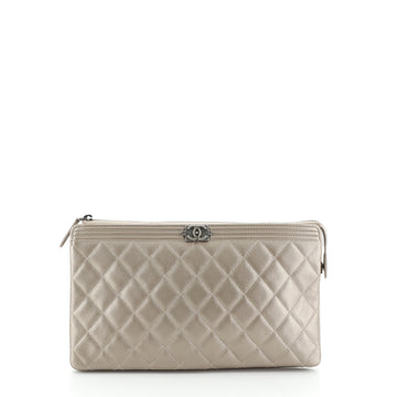 Chanel Boy Zip Pouch Quilted Caviar Medium