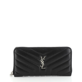 Saint Laurent Loulou Zip Around Wallet Matelasse Chevron Leather Long