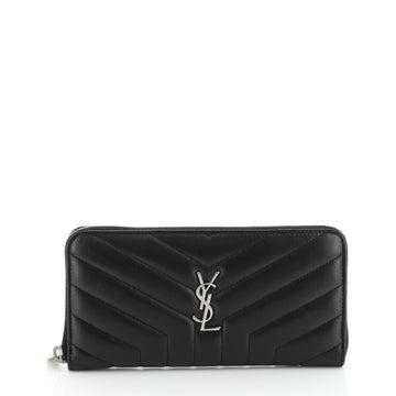 Saint Laurent Loulou Zip Around Wallet Matelasse Chevron Leather Long