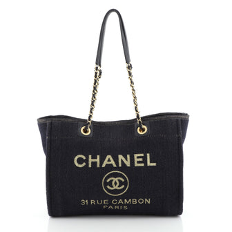 Chanel Deauville Tote Lurex Canvas Small
