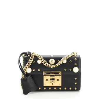 Gucci Pearly Padlock Shoulder Bag Studded Leather Small