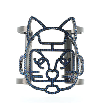 Chanel Cat Robot Cuff Bracelet Crystal Embellished Metal