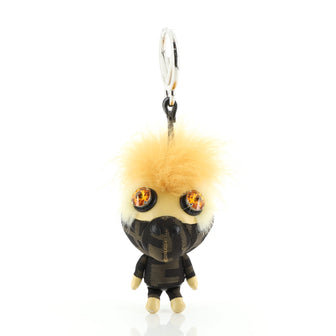 Fendi Space Monkey Bag Charm Zucca Canvas with Leather and Fur
