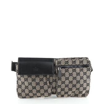 Gucci Vintage Double Belt Bag GG Canvas