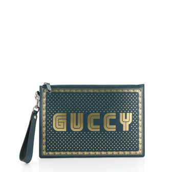 Gucci Wristlet Clutch Limited Edition Printed Leather