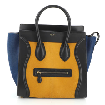 Celine Tricolor Luggage Bag Pony Hair and Leather Mini
