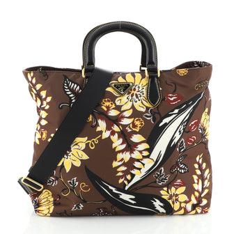 Prada Convertible Tote Printed Tessuto Large