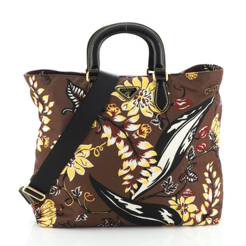 Prada Convertible Tote Printed Tessuto Large