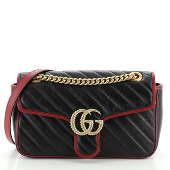 Gucci GG Marmont Flap Bag Diagonal Quilted Leather Small