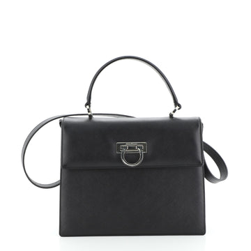 Salvatore Ferragamo Gancini Convertible Top Handle Bag Saffiano Leather Medium