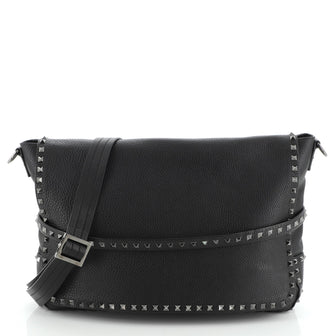 Valentino Rockstud Flap Messenger Bag Leather Large