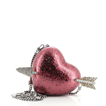 Gucci Broadway Heart Clutch Glitter Plexiglass