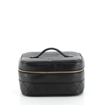 Chanel Vintage Cosmetic Case Quilted Lambskin Medium