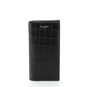 Saint Laurent Paris Continental Wallet Crocodile Embossed Leather
