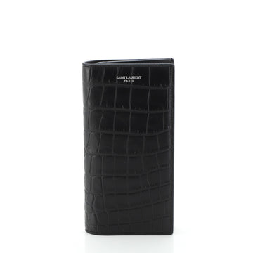 Saint Laurent Paris Continental Wallet Crocodile Embossed Leather