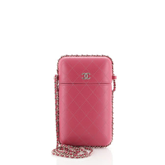 Chanel Chain Around Phone Holder Box Crossbody Quilted Lambskin
