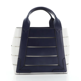 Balenciaga Navy Cabas Cut Out Leather Small