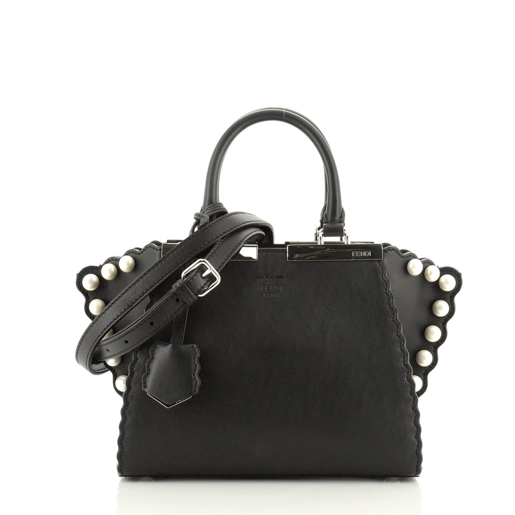 バッグ FENDI Fendi 3Jours Bag Pearl Embellished Leather Mini Black 56118123