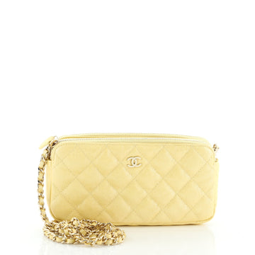 Chanel Double Zip Clutch with Chain Quilted Iridescent Caviar