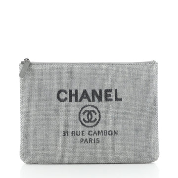 Chanel Deauville Pouch Raffia Medium