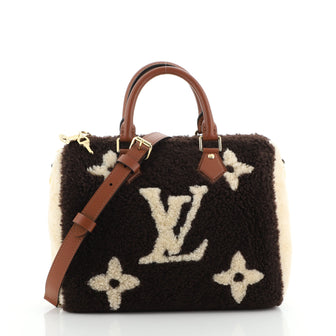 Louis Vuitton Speedy Bandouliere Bag Monogram Giant Teddy Fleece 25