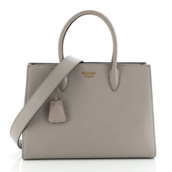 Prada Side Pleat Tote Saffiano Leather Large