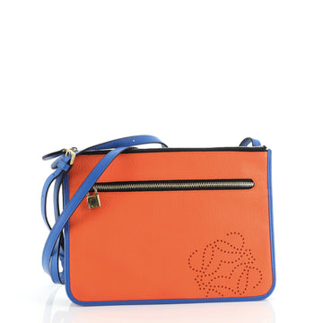 Loewe Double Zip Flat Crossbody Bag Leather Small