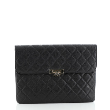 Chanel Golden Class O Case Clutch Quilted Caviar Medium