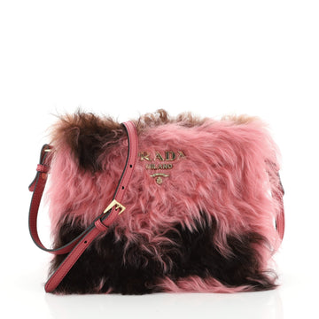 Prada Frame Shoulder Bag Fur with Saffiano Leather Small