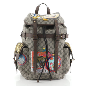 Gucci Donald Duck Soft Backpack GG Coated Canvas with Applique Large