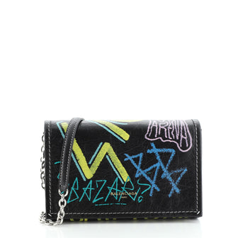 Balenciaga Graffiti Bazar Wallet on Chain Leather