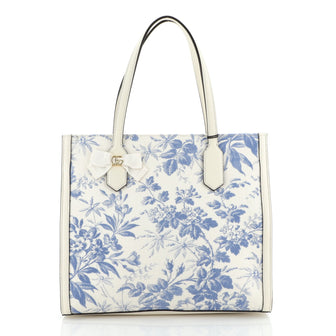 Gucci GG Ribbon Tote Coated Printed Canvas Medium