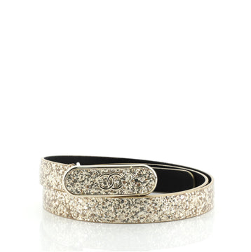 Chanel CC Logo Belt Glitter Calfskin Thin
