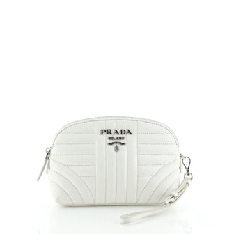 Prada Wristlet Pouch Diagramme Quilted Leather