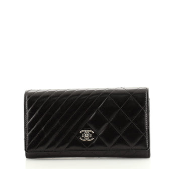 Chanel Coco Boy Flap Wallet Quilted Aged Calfskin Long
