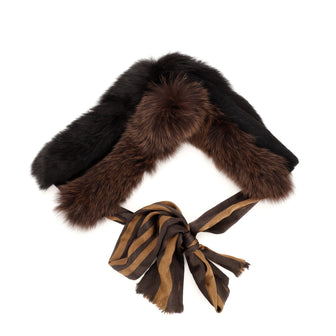 Fendi Pequin Stole Fox Fur and Silk