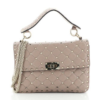 Valentino Rockstud Spike Flap Bag Quilted Leather Medium