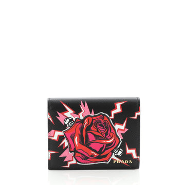 Prada Bifold Wallet Printed Leather Compact