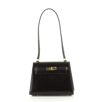 Hermes Kelly Shoulder Bag Black Box Calf with Gold Hardware 20