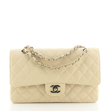 Chanel Vintage Classic Double Flap Bag Quilted Caviar Medium