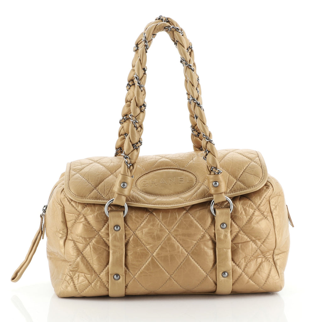 Chanel Lady Braid Flap Tote Quilted Distressed Lambskin Medium Gold 5611850