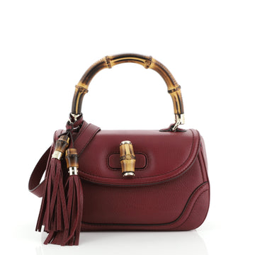 Gucci New Bamboo Convertible Top Handle Bag Leather Medium
