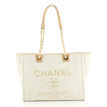 Chanel Deauville Tote Glitter Raffia Small
