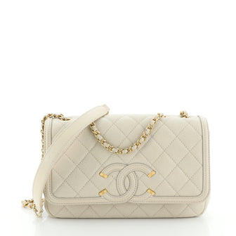Chanel Filigree Flap Bag Quilted Caviar Small