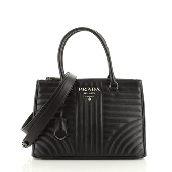 Prada Double Zip Tote Diagramme Quilted Leather Small