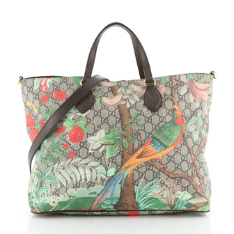 Gucci Convertible Soft Tote Tian Print GG Coated Canvas Medium