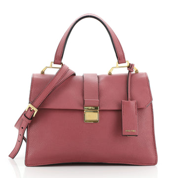 Miu Miu Bicolor Madras Convertible Compartment Top Handle Bag Leather Medium